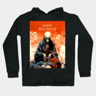 Japanese Skeleton Demon: Jikininki, Japanese Supernatural Ghost for Halloween on a Dark Background Hoodie